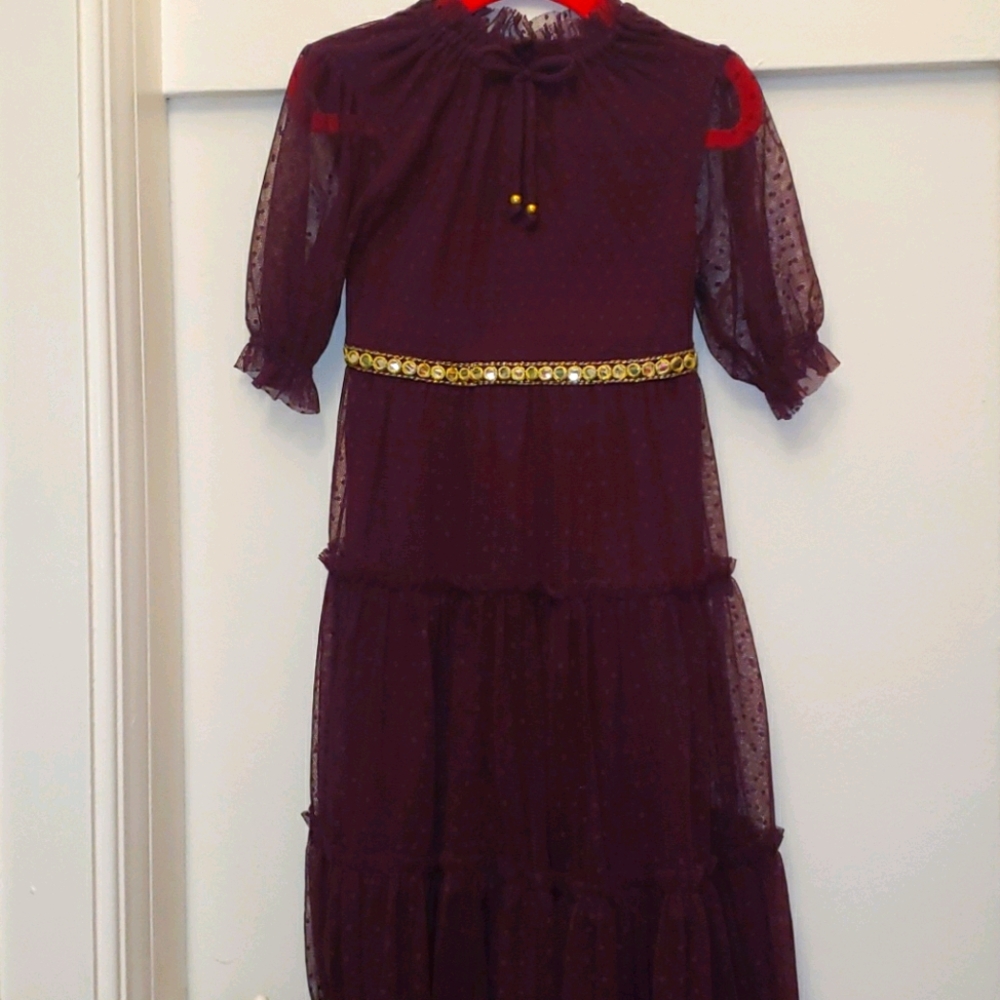 Velveteen girls tulle dress